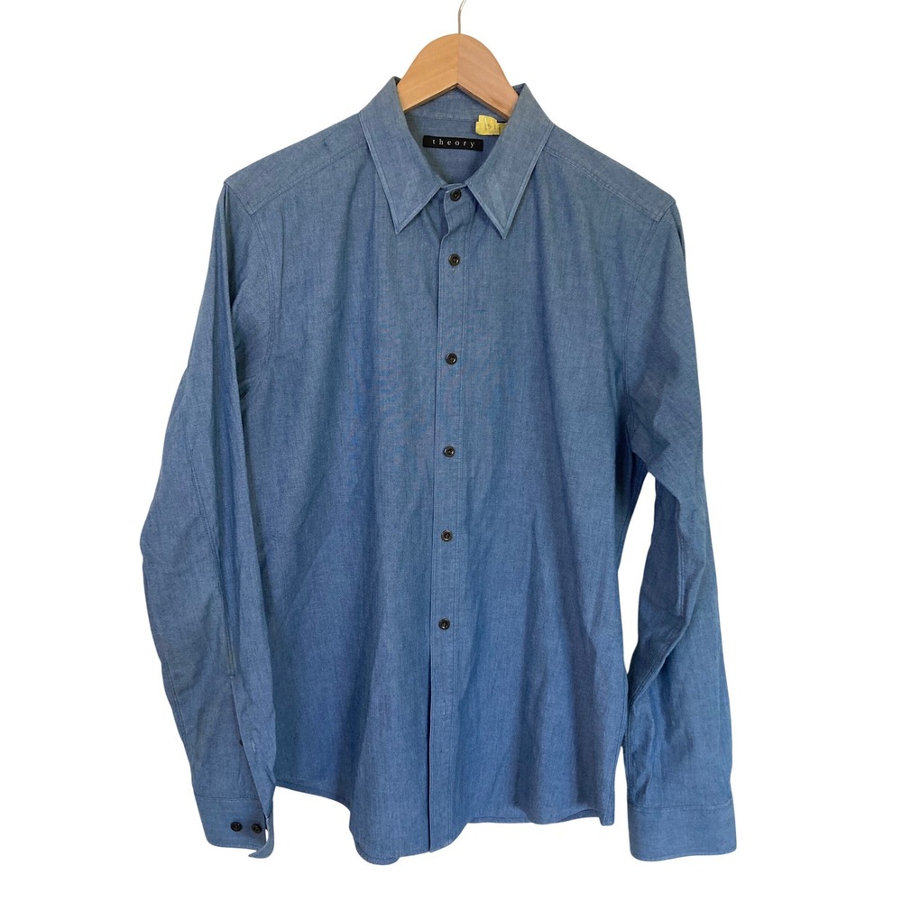 Theory Mens Bastigar DN Lima Blue Chambray Button Down Shirt C0374509 Size M